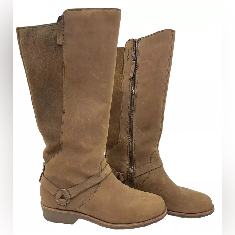 Teva De La Vina Tall Bison Tan Brown Delavina Leather Riding Boots Womens Size 8